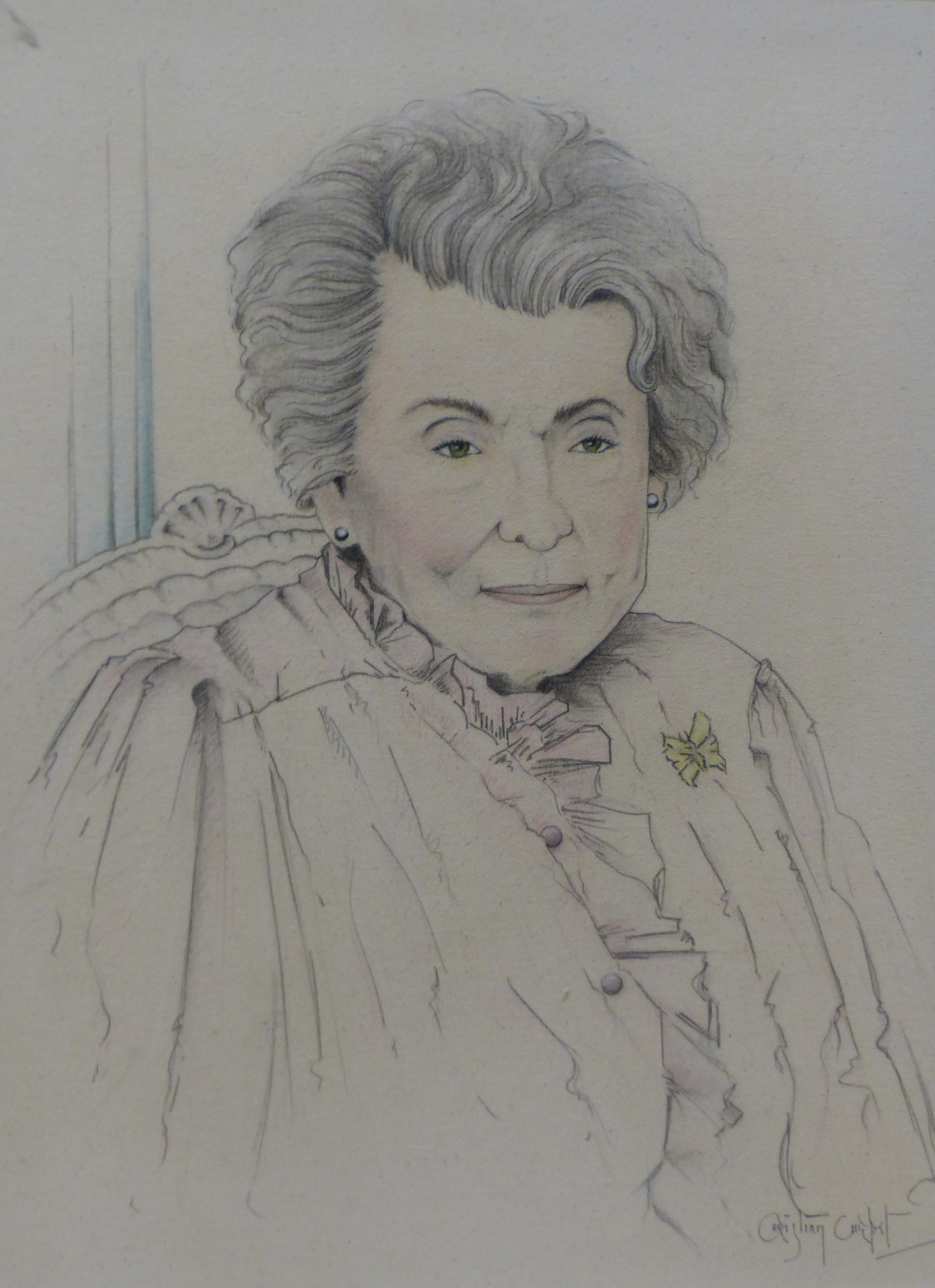 Christian Cardell Corbet, pencil and pastel on Canvas, Portrait of Countess Mountbatten, A Gold Prophesy, 45 x 60cm